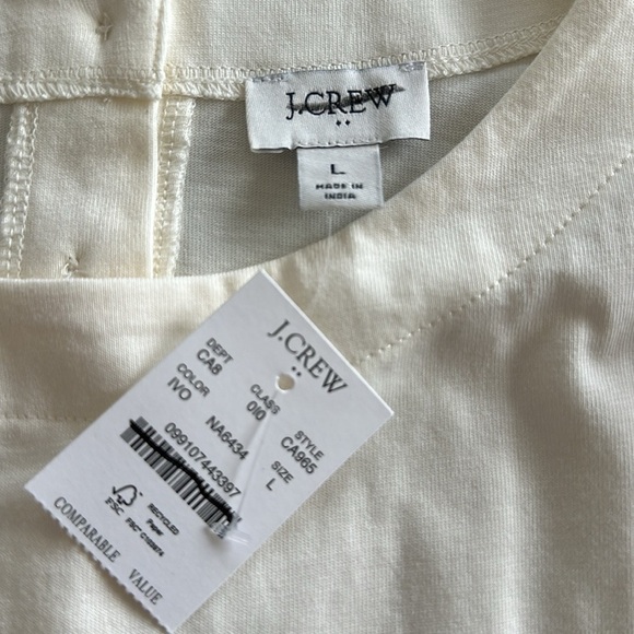 NEW J. CREW Factory Puff-sleeve button-back top in Ivory Cotton Knit Size Large - Picture 5 of 8